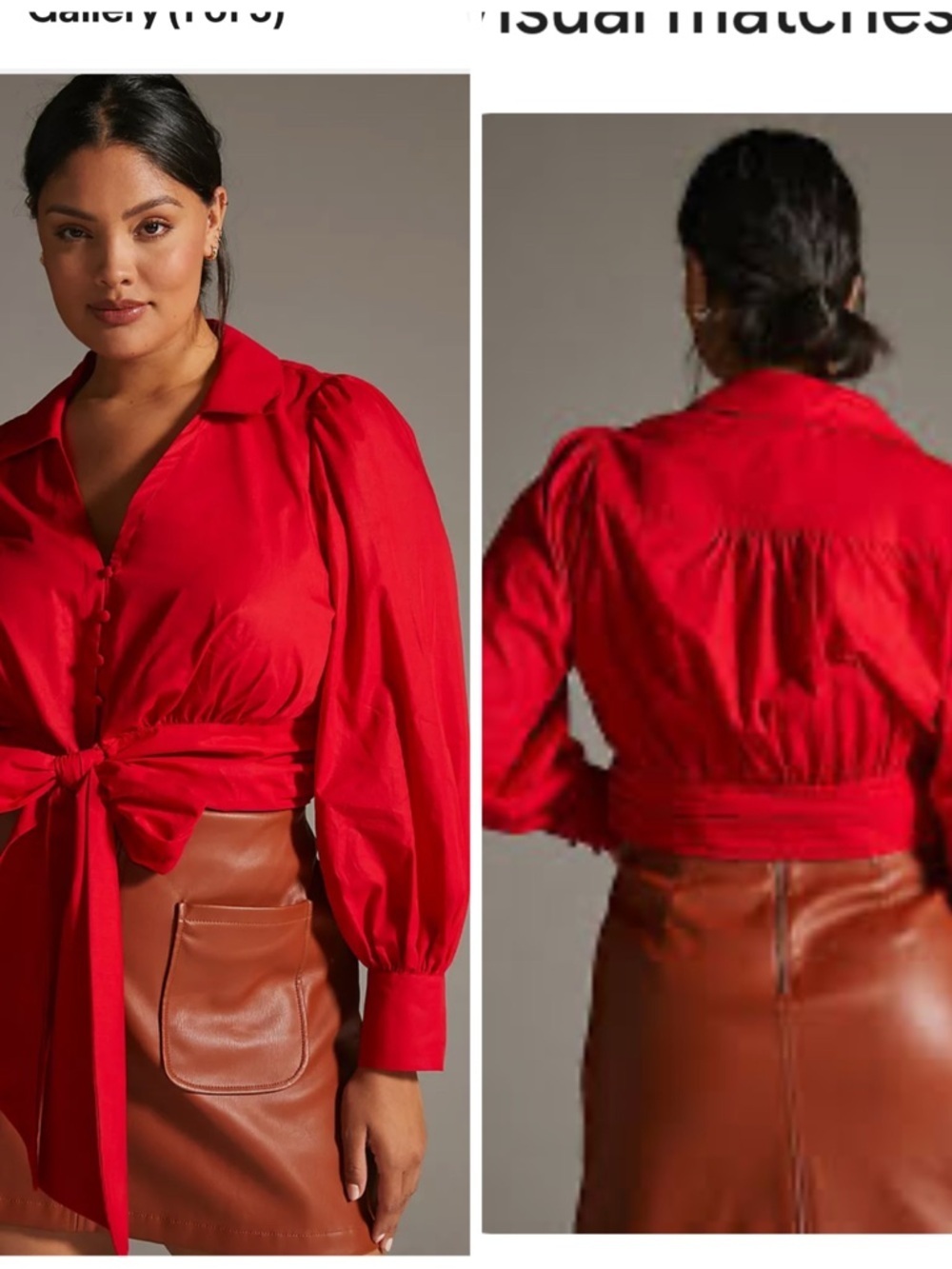 Anthropologie Maeve Poplin Bow-Front
Blouse Small Red